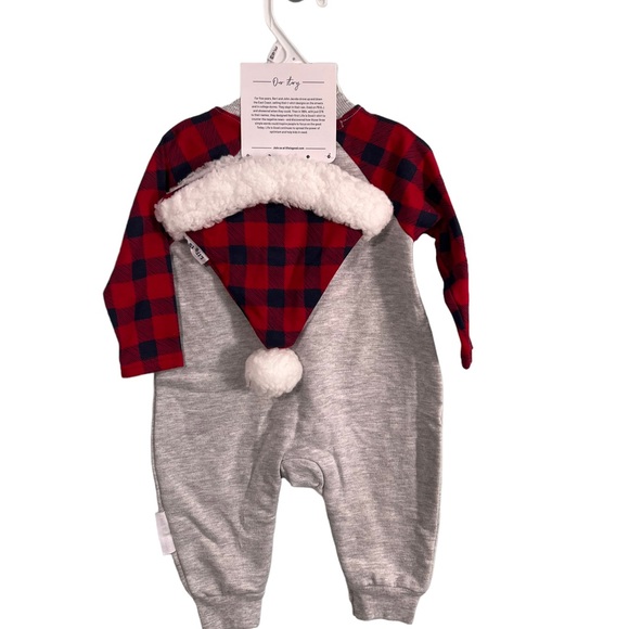NWT Life is Good Gray and Buffalo Plaid Christmas baby Sise 3/6 Months - Picture 2 of 6